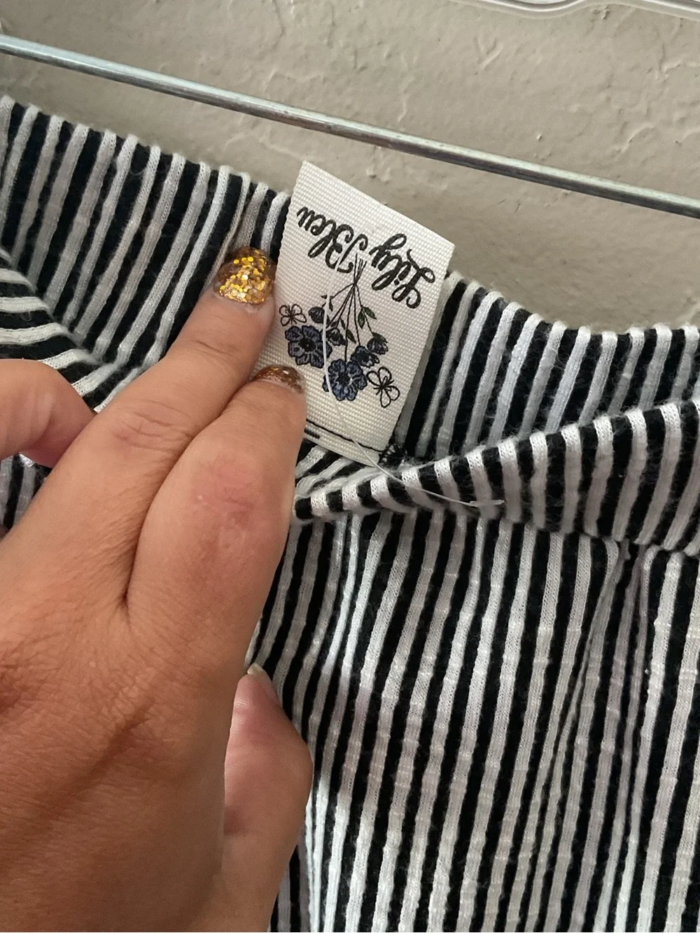 Lily Bleu Black & White Striped Tie-Front top and cropped pants